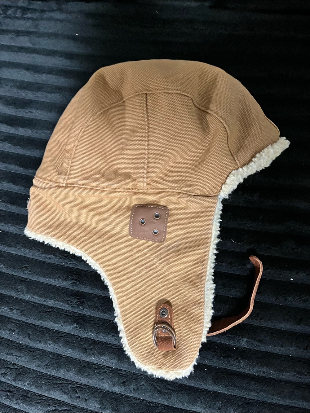 Kakadu Traders Australia Tan Sherpa-Lined Aviator Style Trapper Hat-Size Medium